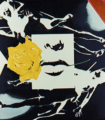 新潟市美術館所蔵 「PLASTIC FLOWER AGE」
1970年 34回新制作展 新作家賞　
アクリル・油彩混合技法、キャンバス